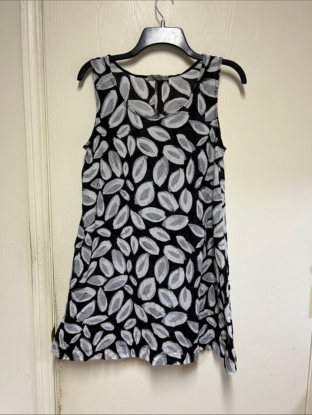 Chalet Black Mini Dress with White Leaf Print